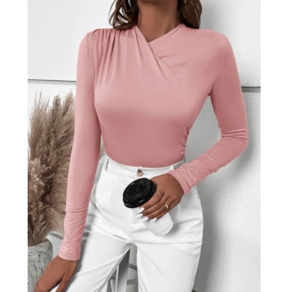 Luxe asymmetrical neck wrap detail top - Picture 11 of 15